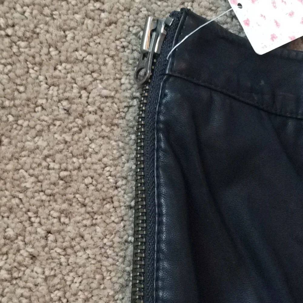 NWT Free People Studded Moonflower Vegan Leather Mini Skirt Black Size 0